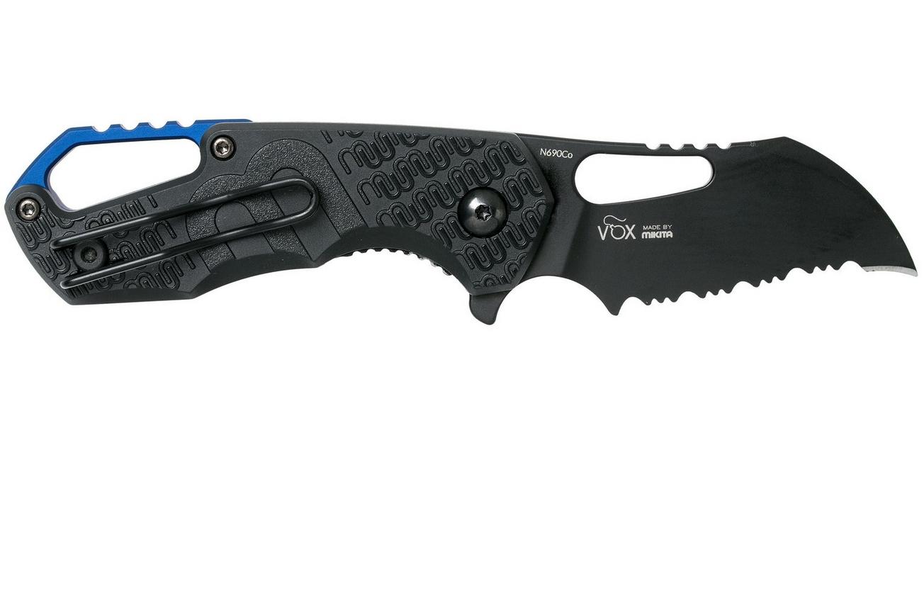 MKM Isonzo FX03-1PBK Hawkbill Serrated Black FRN zakmes, Jesper Voxnaes design