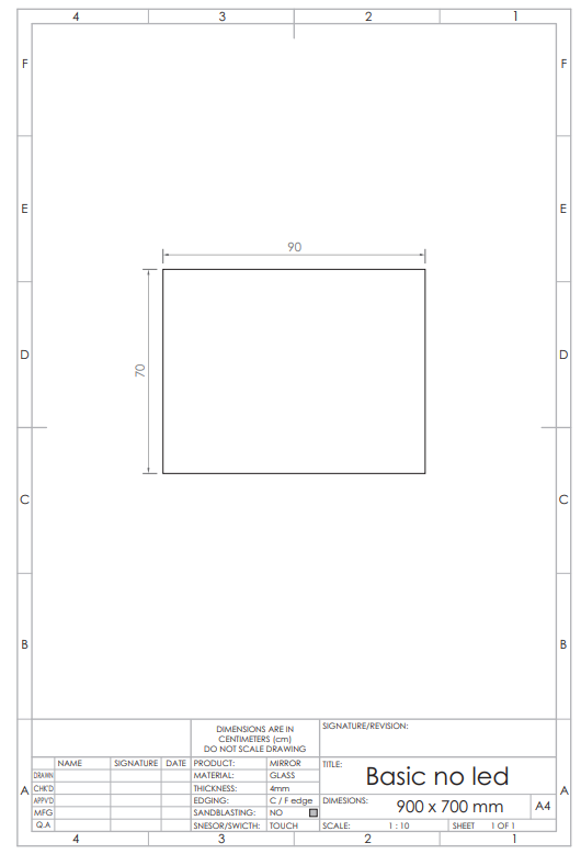 Gliss Design Basic spiegel 90x70cm