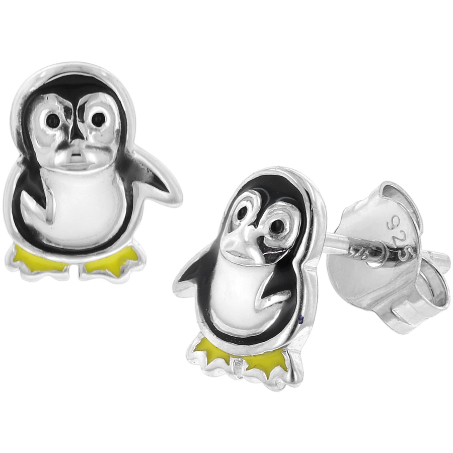 trendor Kinder Ohrringe Silber 925 Pinguin Ohrstecker silver