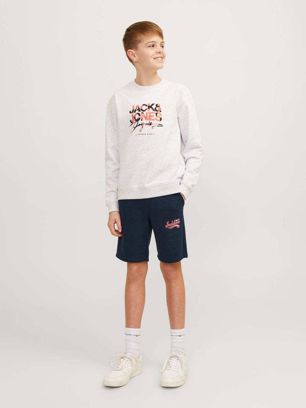 JACK & JONES sweatshort JPSTLOGO met logo donkerblauw