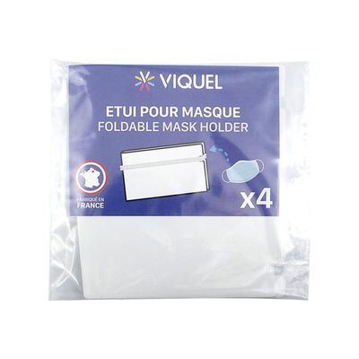 Viquel - Pack de 4 étuis pliables pour masque - blanc