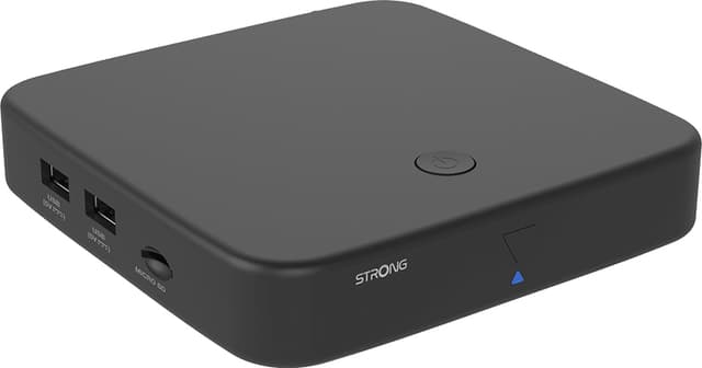 Strong Hybrid DVB-T2 og Android TV Box 4K UHD streamingenhed (sort)