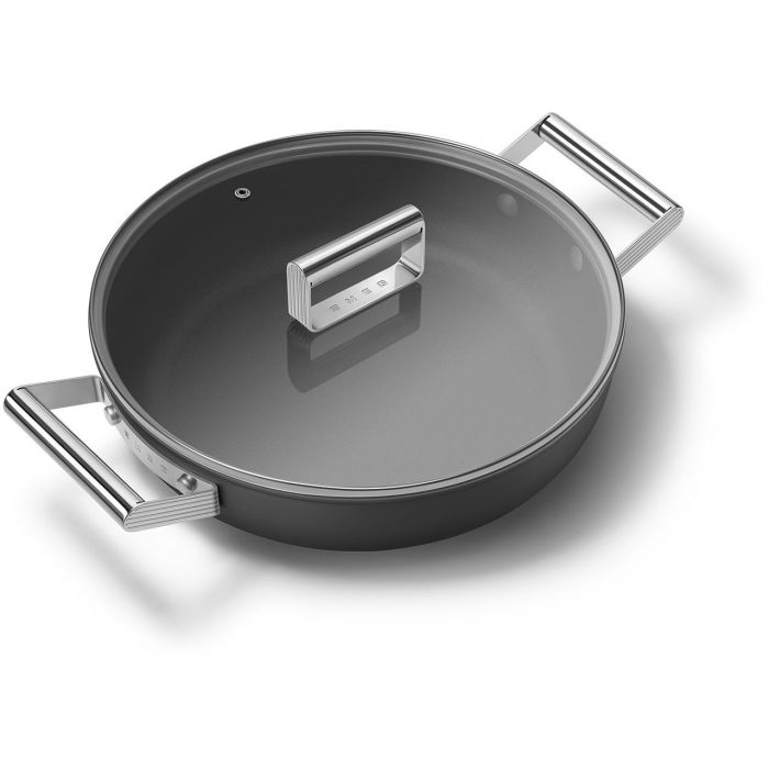 SMEG Schmorpfanne mit Deckel 28 cm CKFD2811BLM Schwarz
