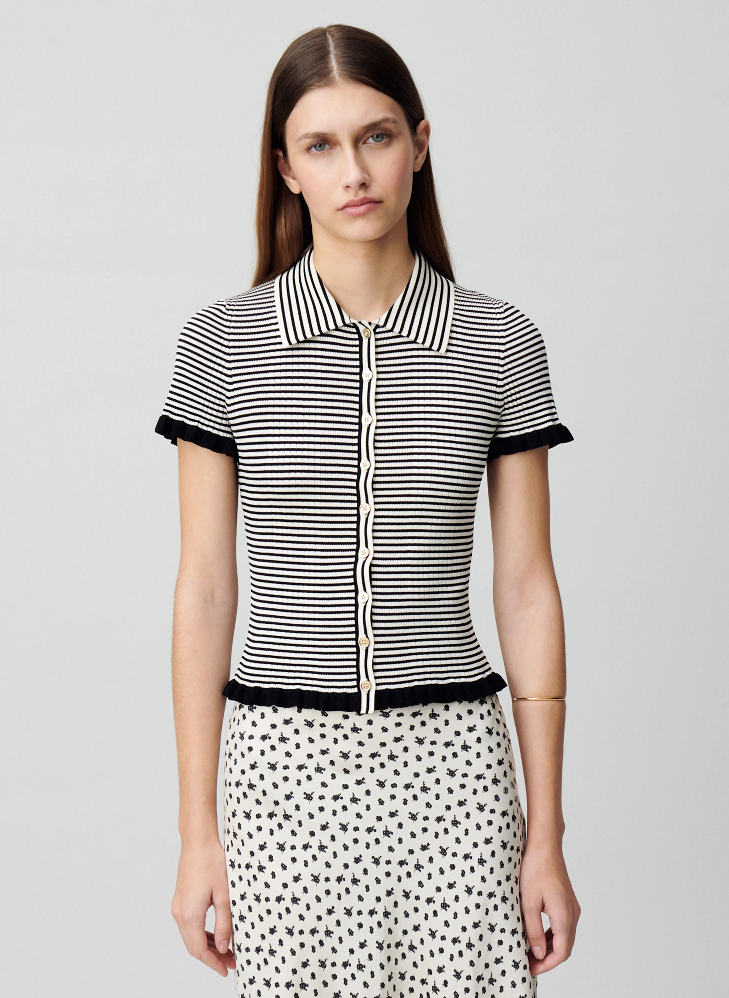 Top moulant col classique| Blanc