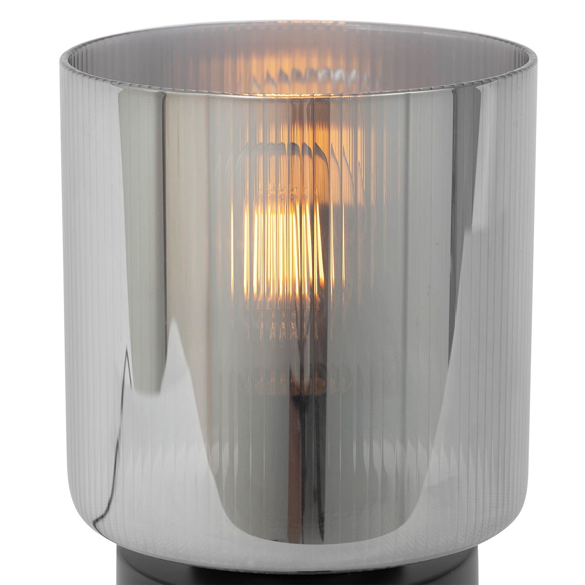 Art Deco tafellamp zwart met smoke glas - Laura