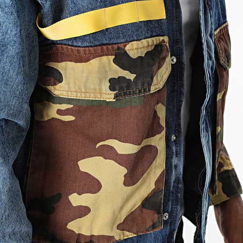 Veste Jean Zippée Bleu Denim Camouflage