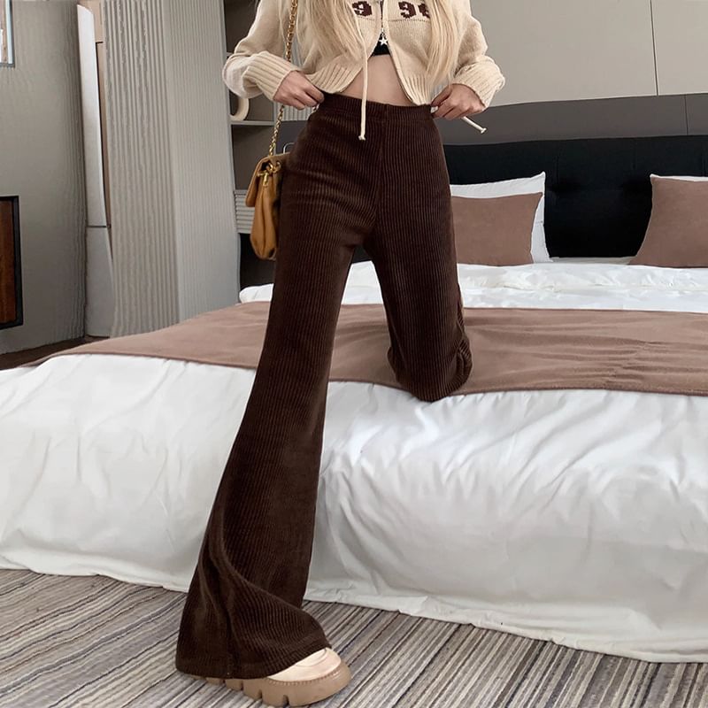 Bolgivy - Corduroy Boot Cut Broek met Hoge Taille