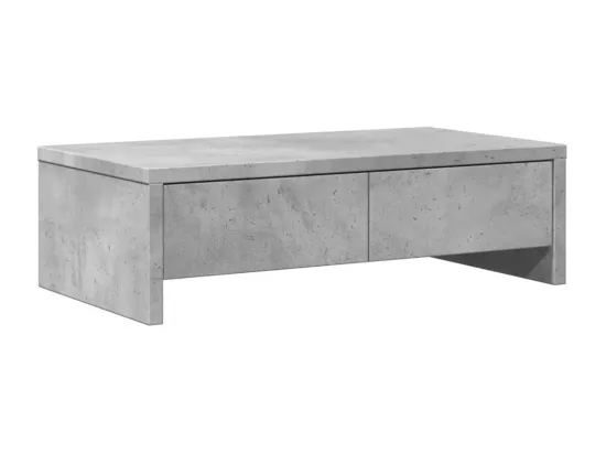 Support de moniteur avec tiroirs gris béton bois d'ingénierie