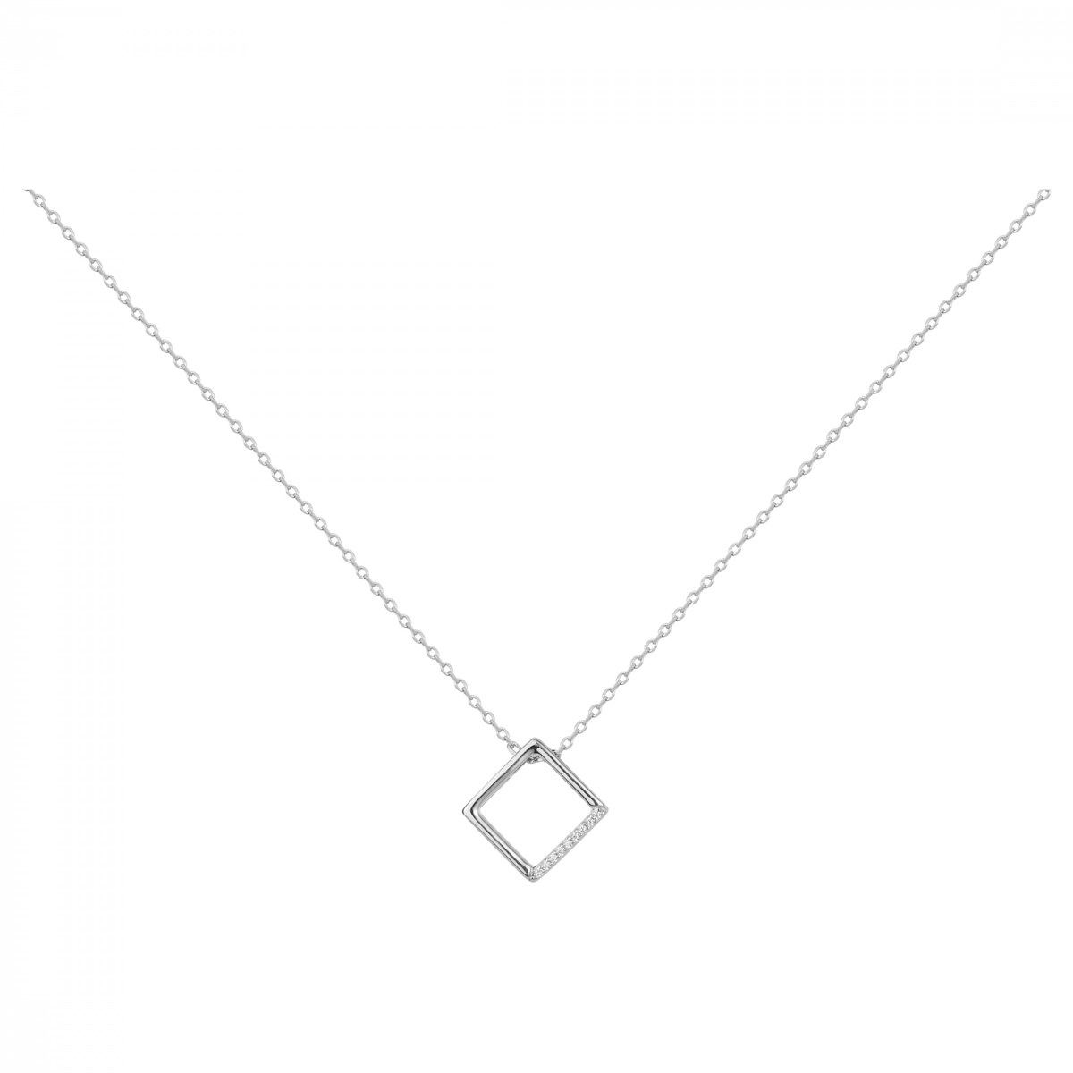 Collier mono-motif en Argent avec oxyde de zirconium blanc