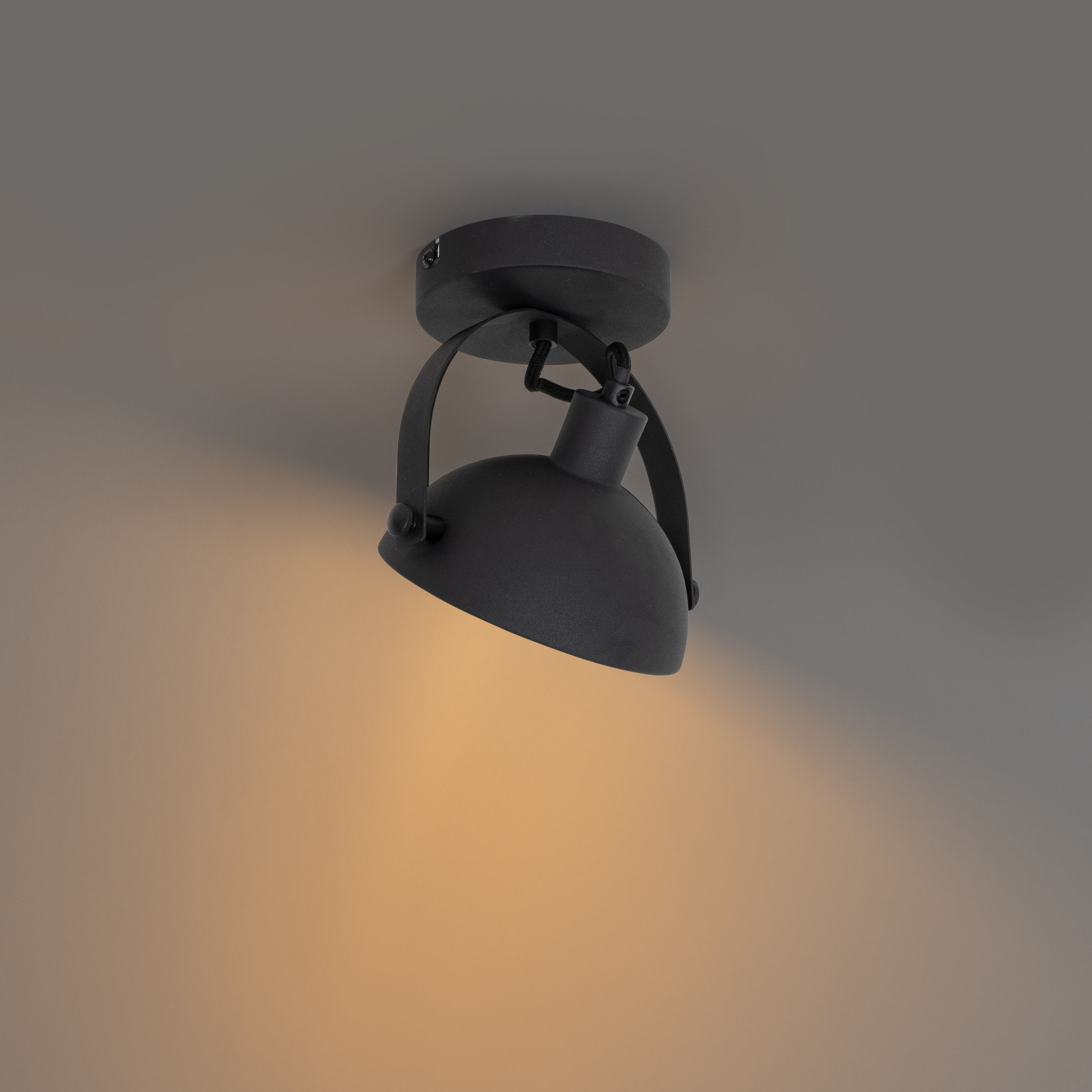 Industriële plafondlamp zwart met goud 15 cm verstelbaar - Magnax