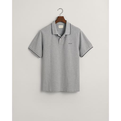 GANT Piqué Polo T-shirt, Grey Melange, XXL