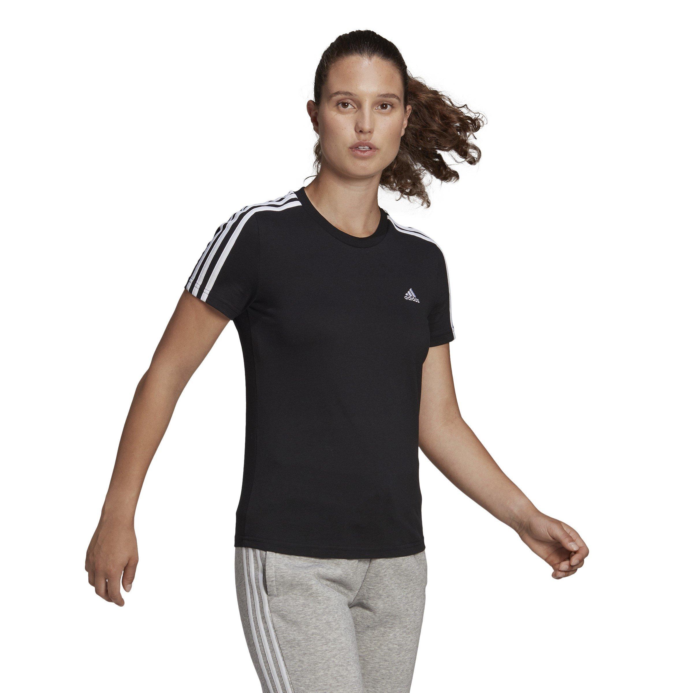 adidas Essentials 3 Stripe T-Shirt Womens