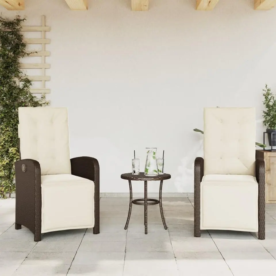vidaXL - Verstelbare tuinstoelen - Voetensteun - Bruin - Poly rattan - 2 stuks