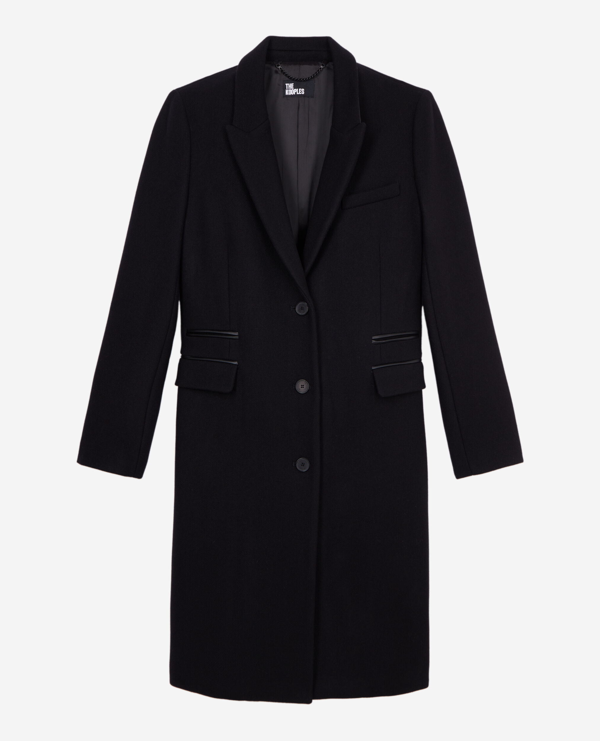 Long black coat in wool blend