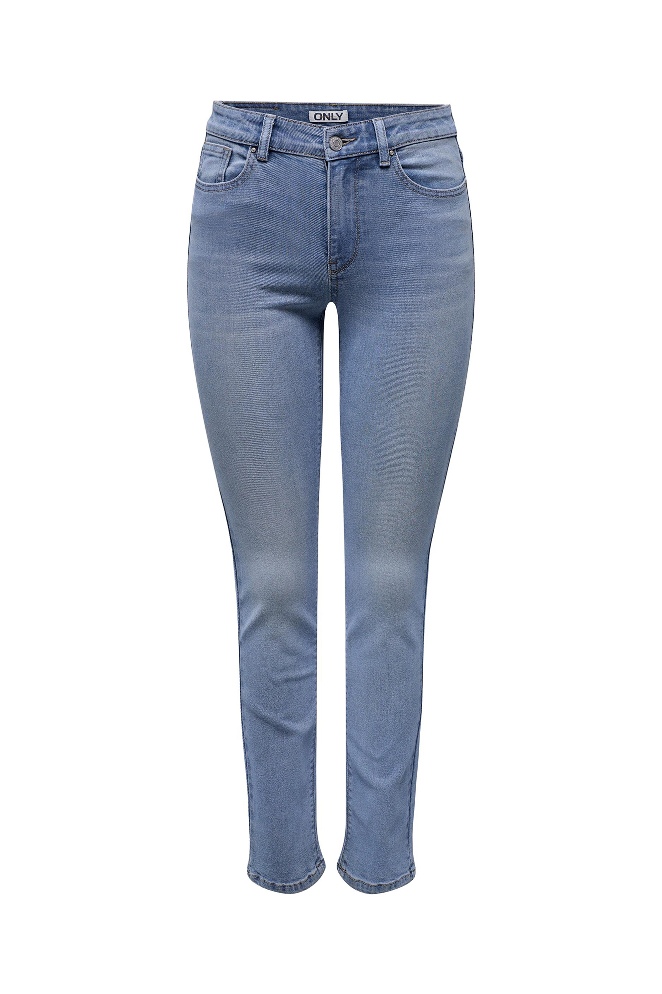 Calça jeans de corte reto, cintura média