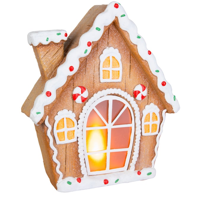 Lebkuchenhaus mit LED - ca. 28,5 x 10 x 32 cm