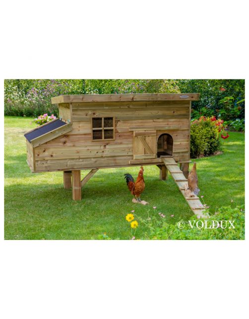 Voldux Kippenhok Finn - Dierenverblijf - 190x88x110 cm Bruin