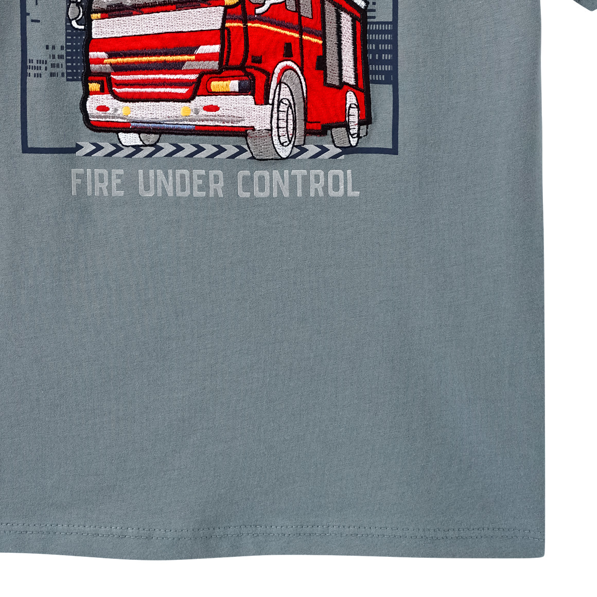 Topolino Jungen T-Shirt mit Feuerwehr-Applikation dunkelgrün