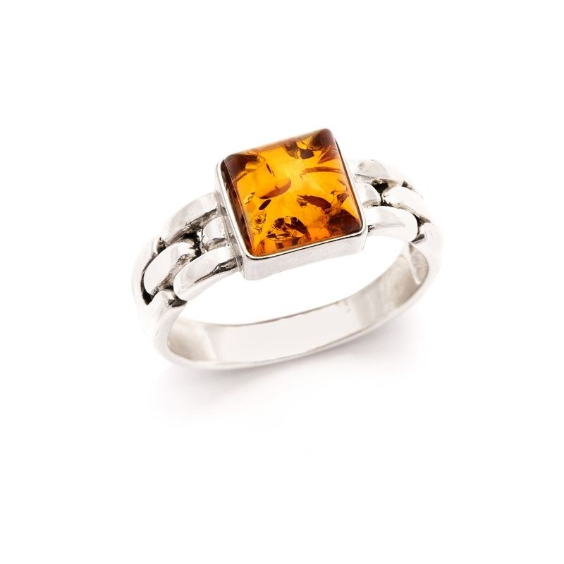 Bague argent 925 Ambre veritable de la mer Baltique