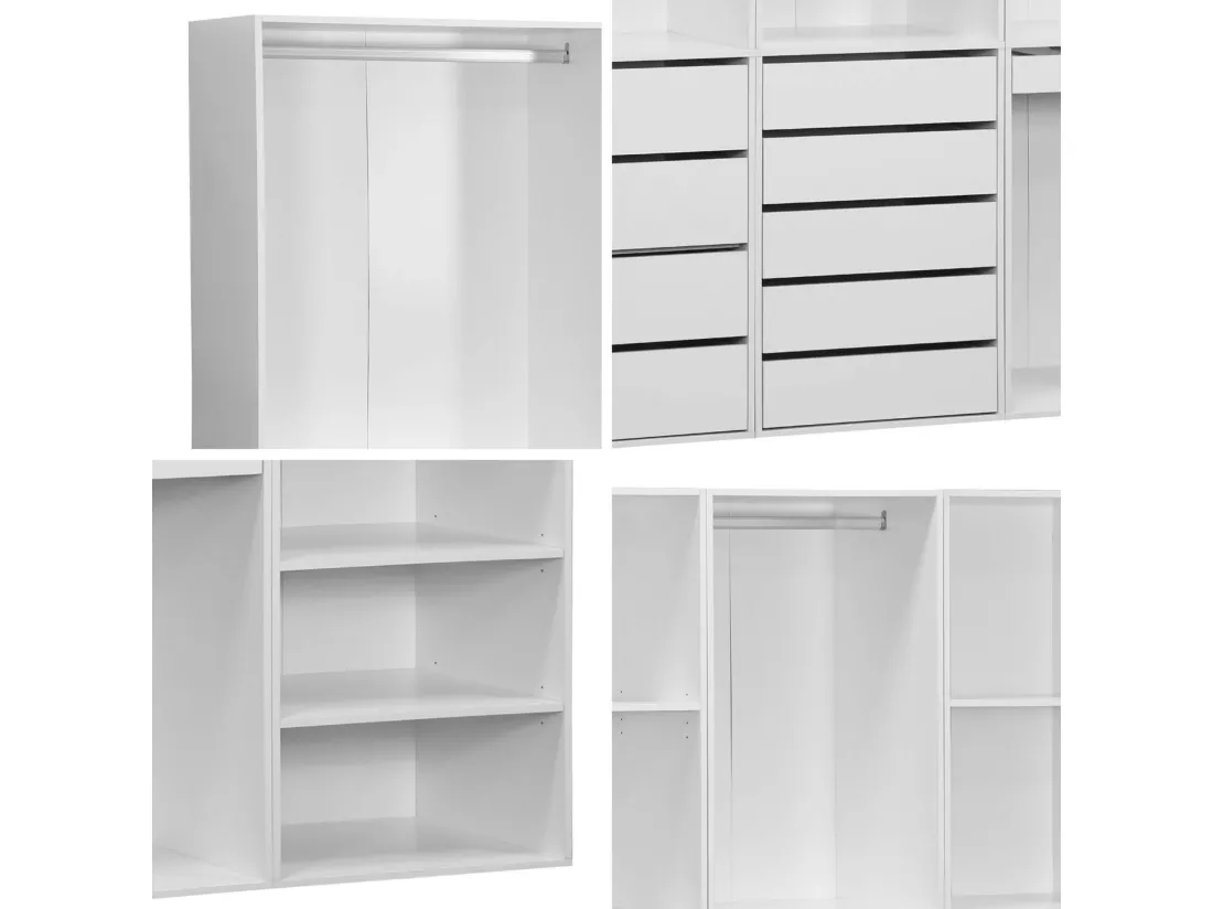 Kit dressing modulable avec 4 éléments. blanc. panneaux stratifiés