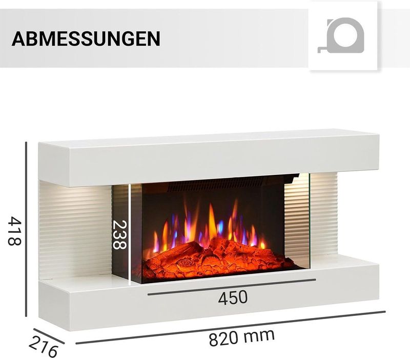TasalFurniture - Ida Luxe - Elektrische Sfeerhaard - Wit - 1800W Verwarming met 3D Vlameffect