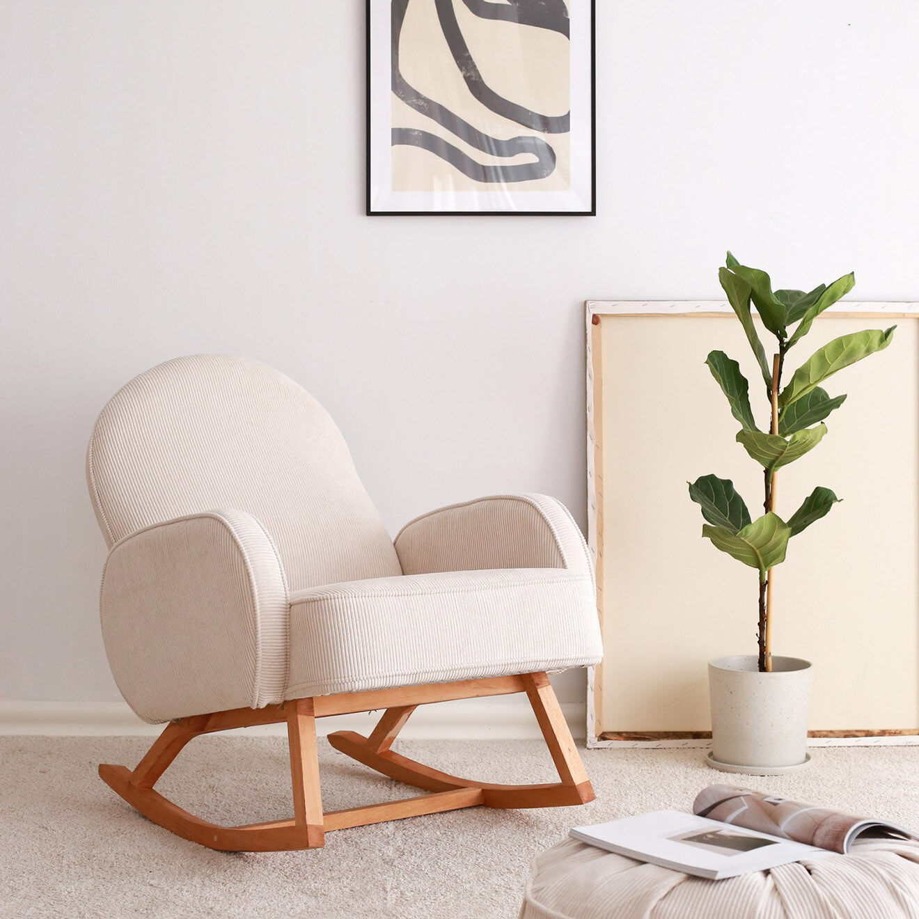 Atelier del Sofa Fauteuil à bascyle Yoko blanc - 75x91x91 cm