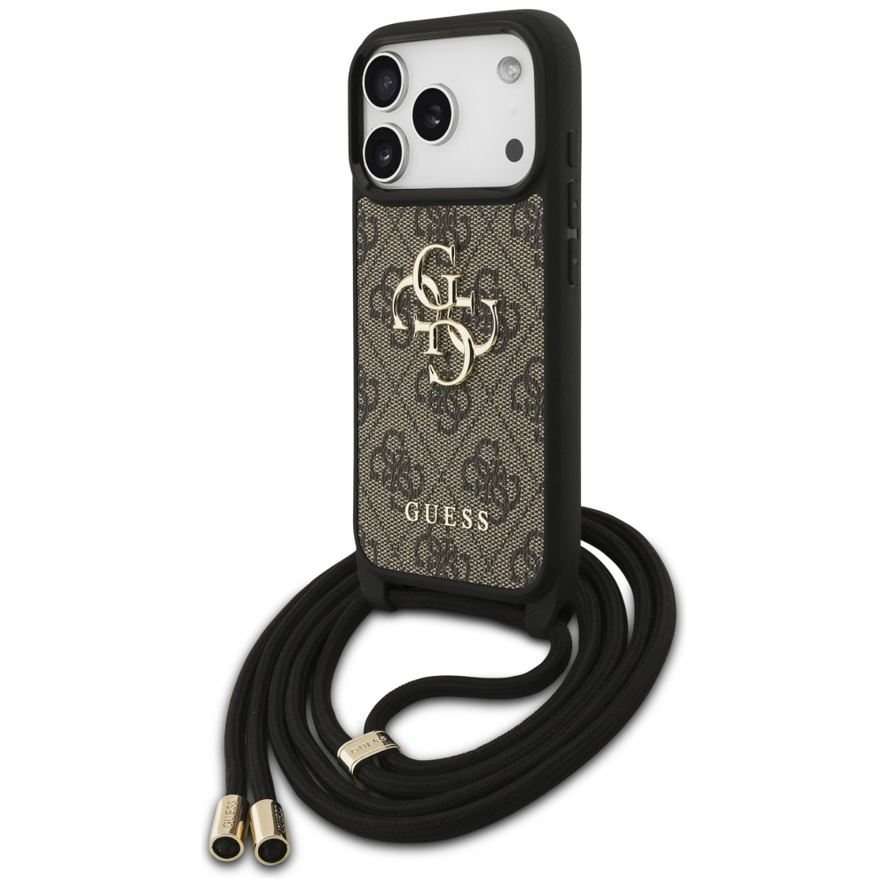 (130cm) iPhone 17 Pro Necklace Hardcase Hülle Crossbody 4G Big Logo Cord Strap   Handykette (GUHCP17LP4GMGCRW) - Braun