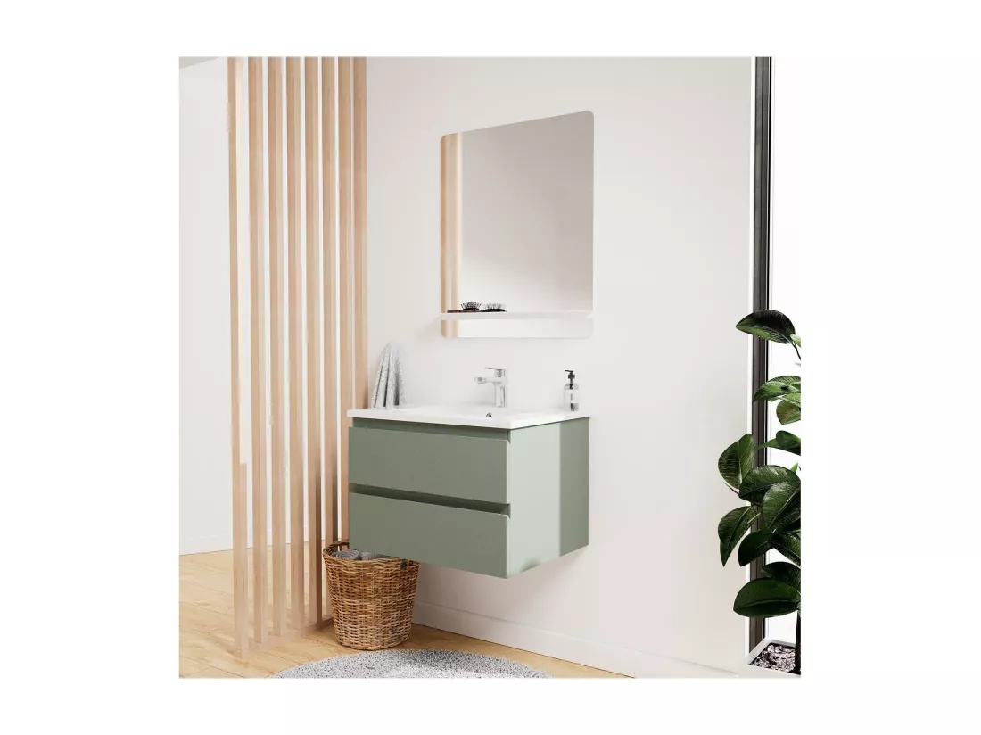 Meuble simple vasque décor chêne 60 cm