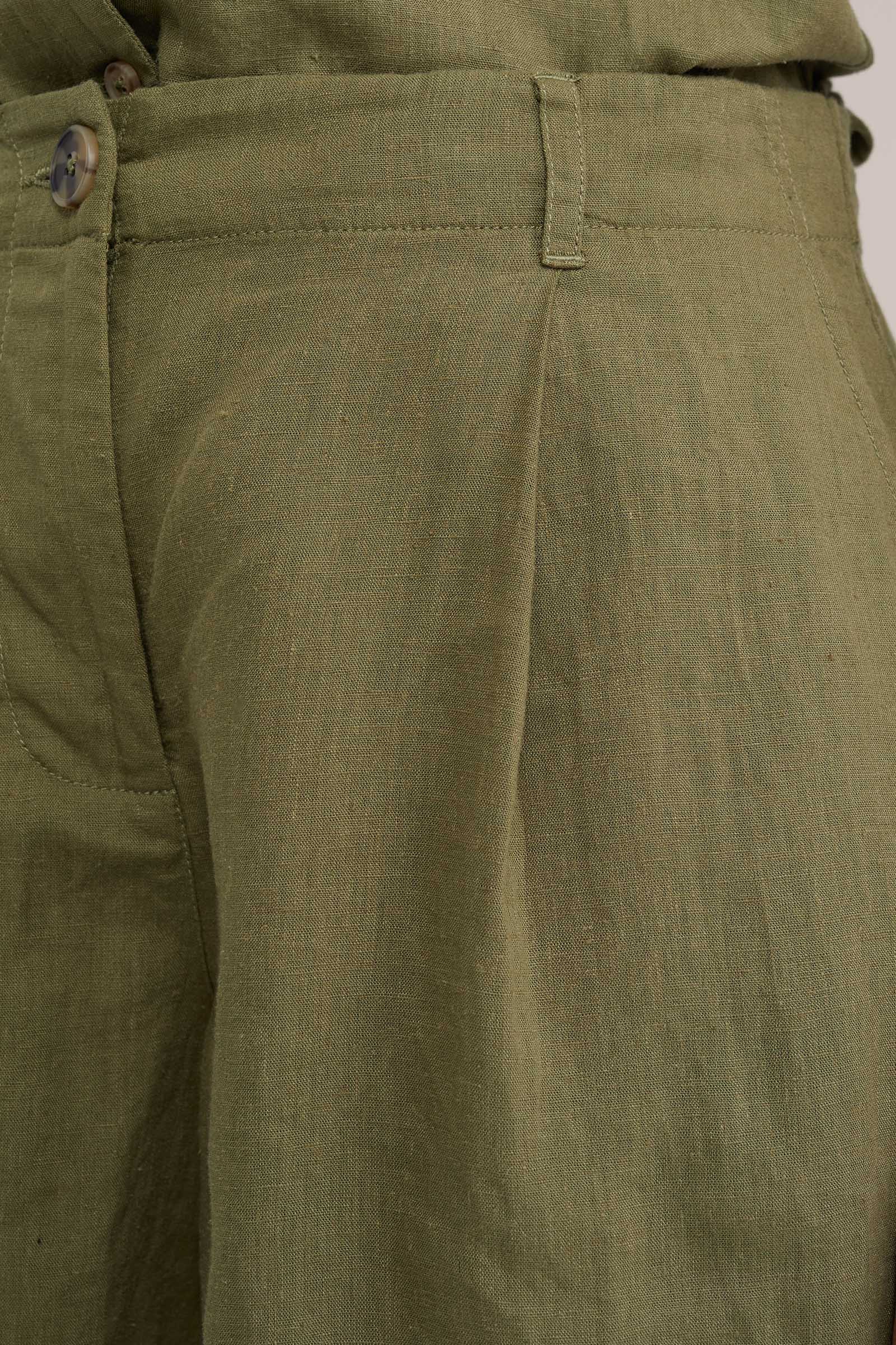 short van linnenmix WE Fashion Olijfgroen