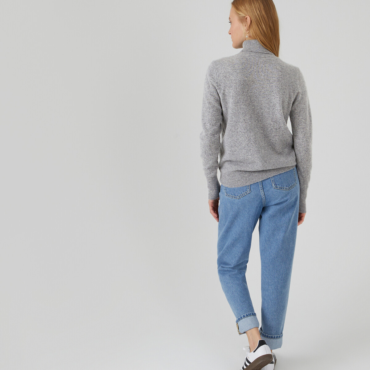 COLEÇÕES LA REDOUTE<br>Suéter de gola alta em malha fina de cashmere