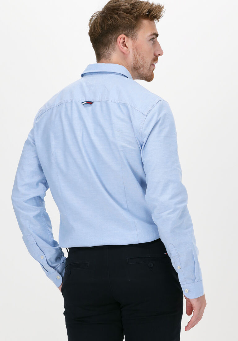 TOMMY JEANS lichtblauwe tommy jeans casual overhemd tjm slim stretch oxford shirt