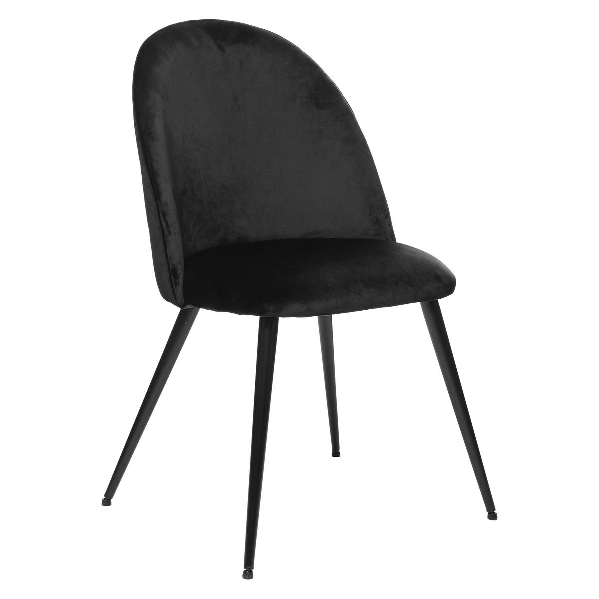 CHAISE PIED NOIR VELOURS SLANO NOIR