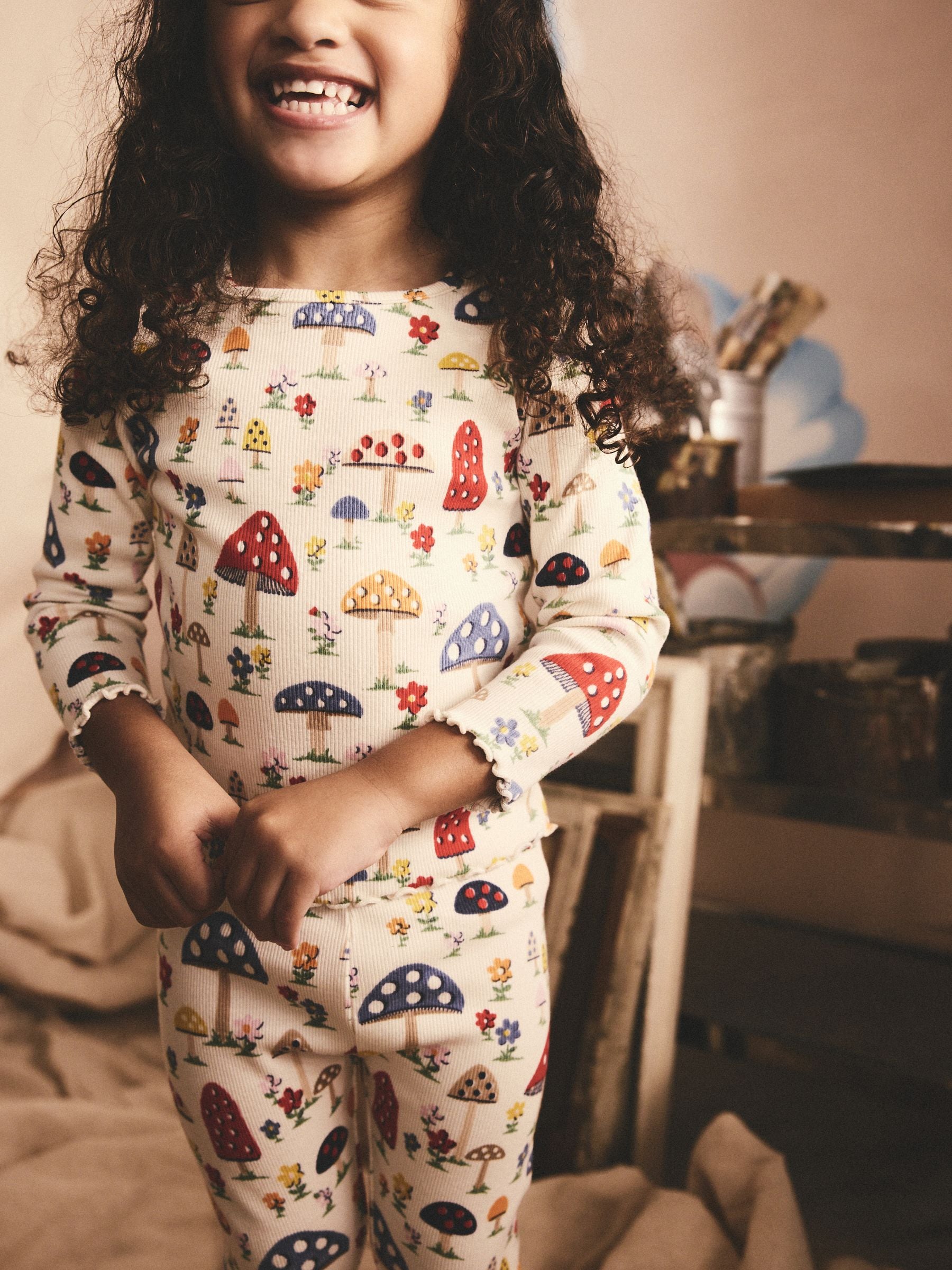Marineblauw - Cath Kidston T-shirts met lange mouwen en ribbels met bloemenprint, verpakking van 3 (3 mnd - 7 jr)