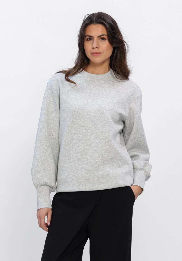 lichtgrijze house of gravity sweater puff sleeve sweater