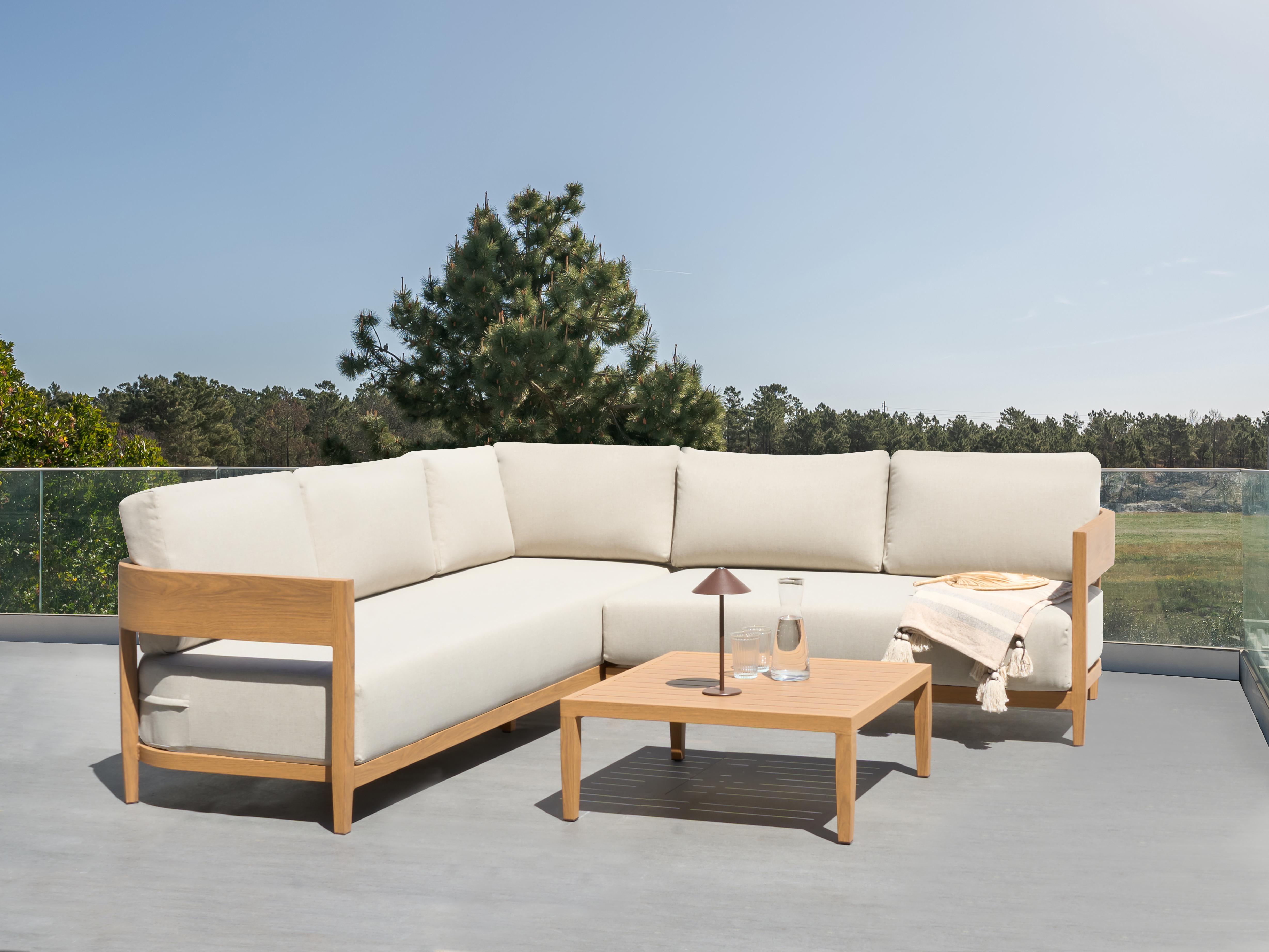Tuin hoekloungeset met tafel 5-zits SAMPIERI linkszijdig Metaal Lichtbruin