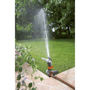 Gardena pulserende sector- en cirkelsproeier premium metaal grijs met oranje 44x17,5x8,7 cm