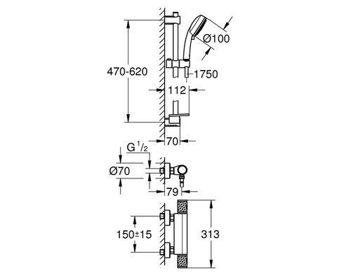 GROHE Douchemengkraan met Thermostaat PRECISION FEEL Chroom 34791000
