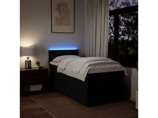Sommier à lattes de lit avec matelas Noir 90x190 cm Tissu