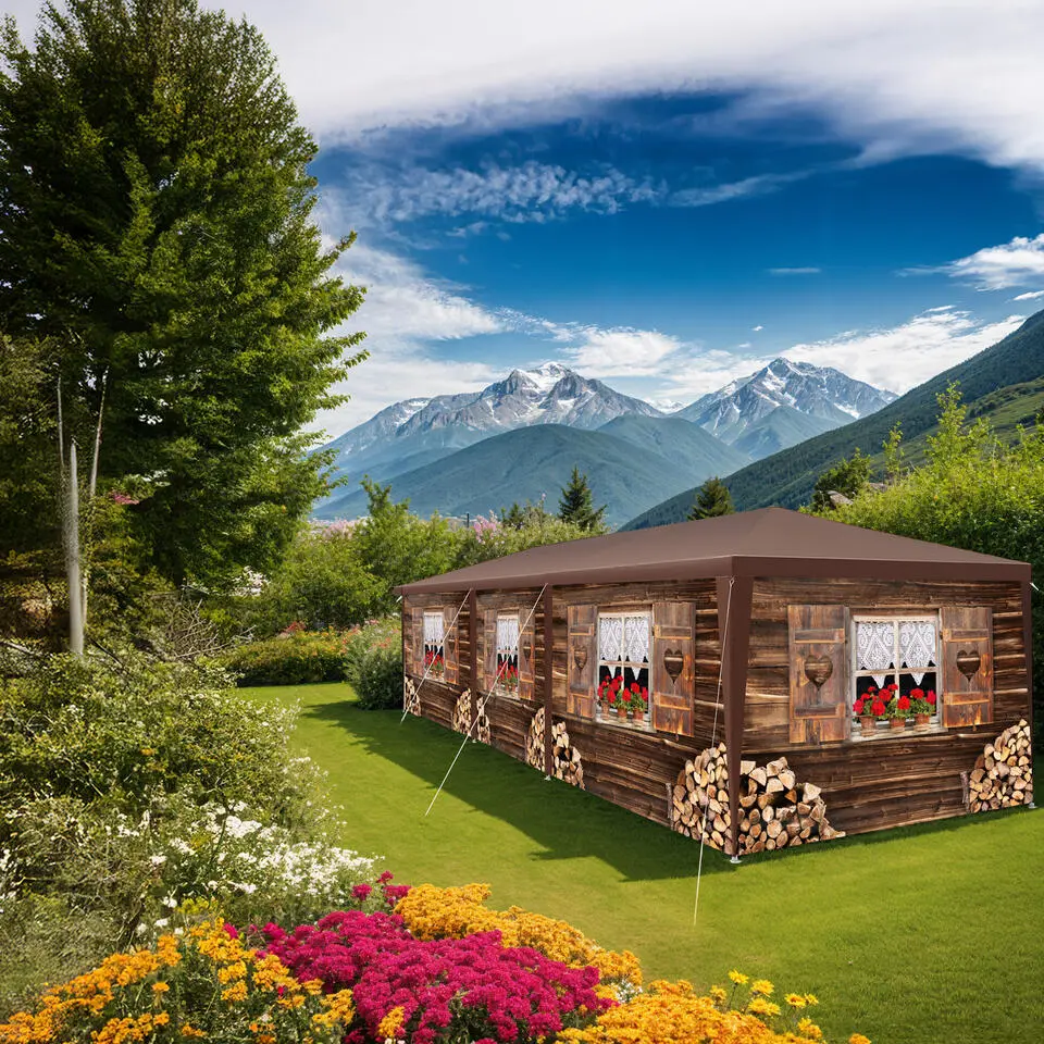 tectake Paviljoen Almchalet met verwijderbare zijdelen, Bruin