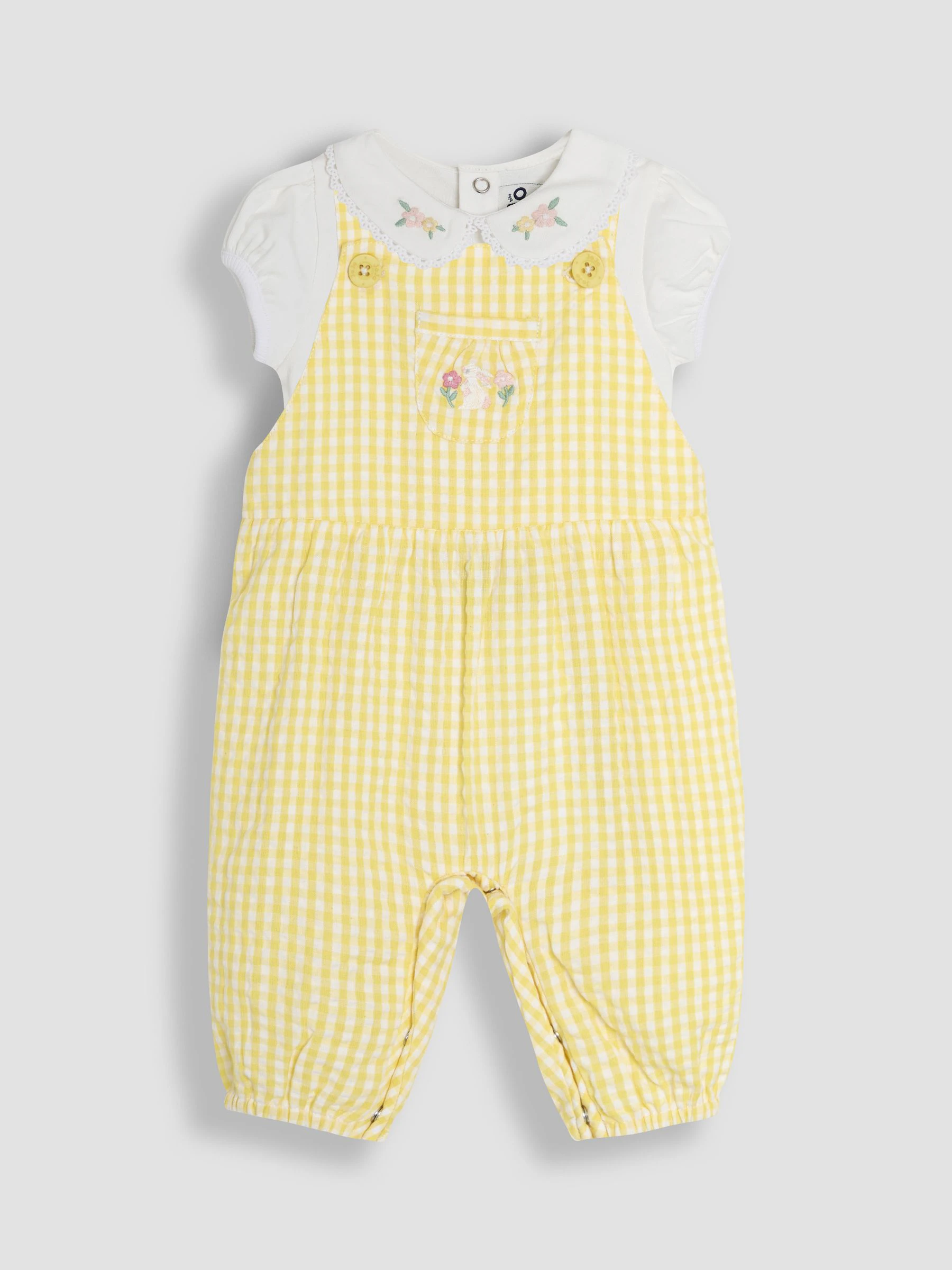 JoJo Maman Bébé Embroidered Dungarees & Body Set 2 Piece