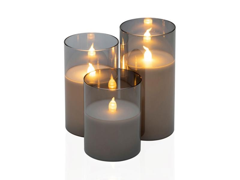 Pauleen LED-Kerzen Set Classy Smokey, Ø7.5cm, Anthrazit/Wei LED-Wachskerze, 3er Set