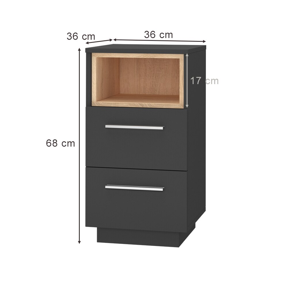 Vicco Nachtschrank Nachttisch Nachtkommode 2er Set Beatrice Anthrazit 2 Schubladen