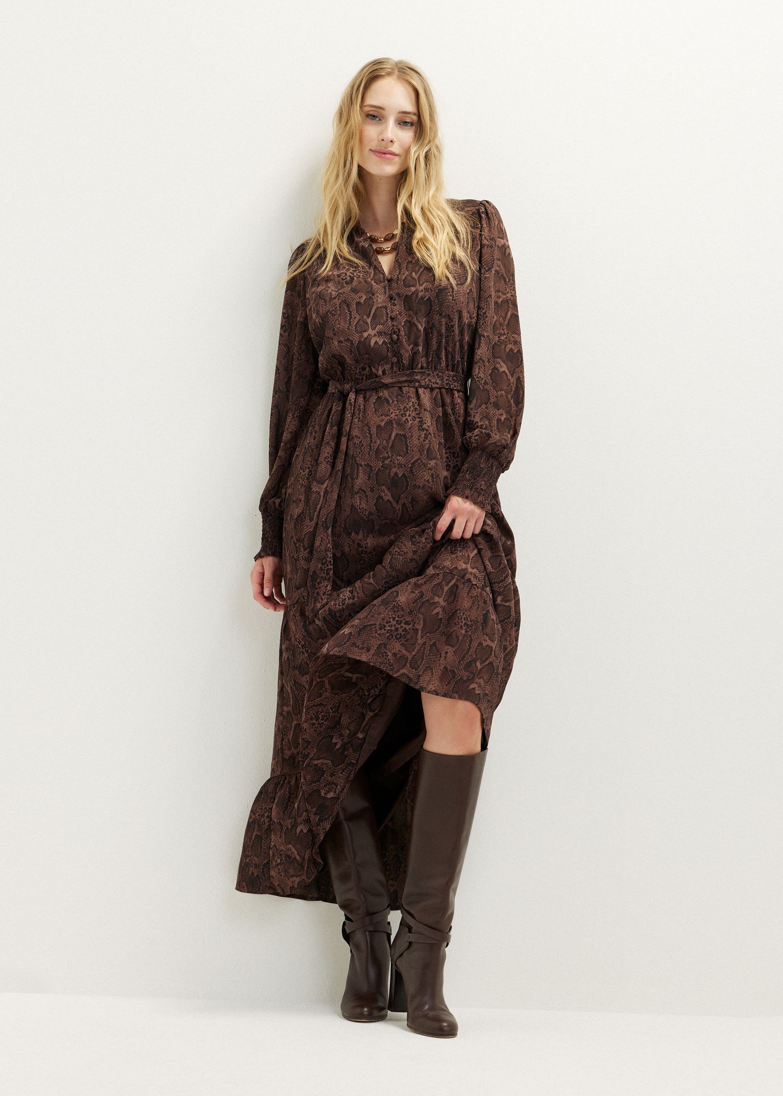 Maxi jurk met slangenprint