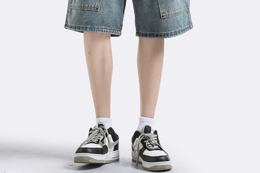 Adotuastic - Hoge taille omgekeerde denim shorts