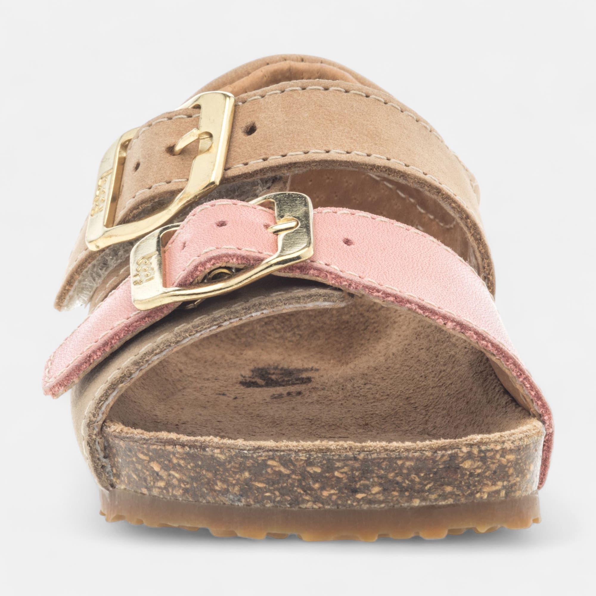 Mules semelle liège Bébé fille en cuir beige