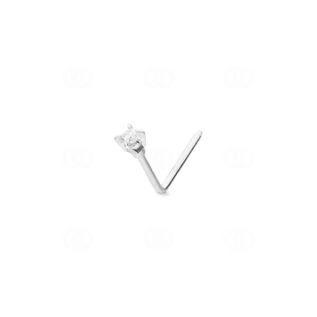 Nasenstecker Winkel 750/18 K Weissgold mit Diamant 0.02ct H/Si