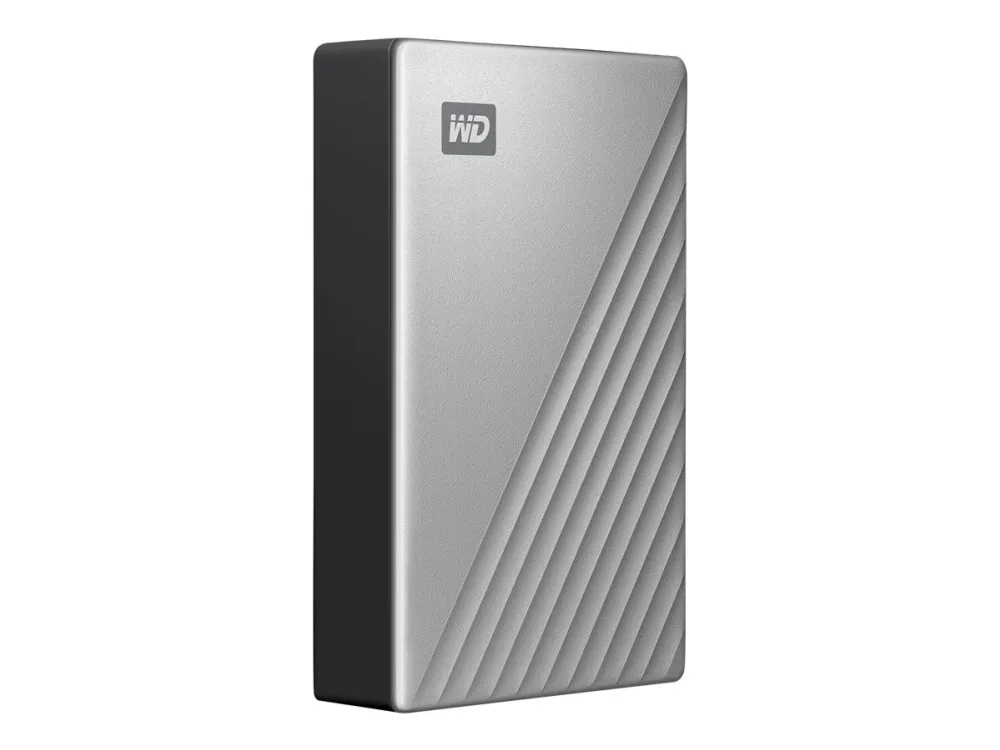 WD My Passport Ultra for Mac WDBPMV0040BSL - Harddisk - krypteret - 4 TB - ekstern (bærbar) - USB 3.0 (USB-C stikforbindelse) - 256-bit AES - sølv