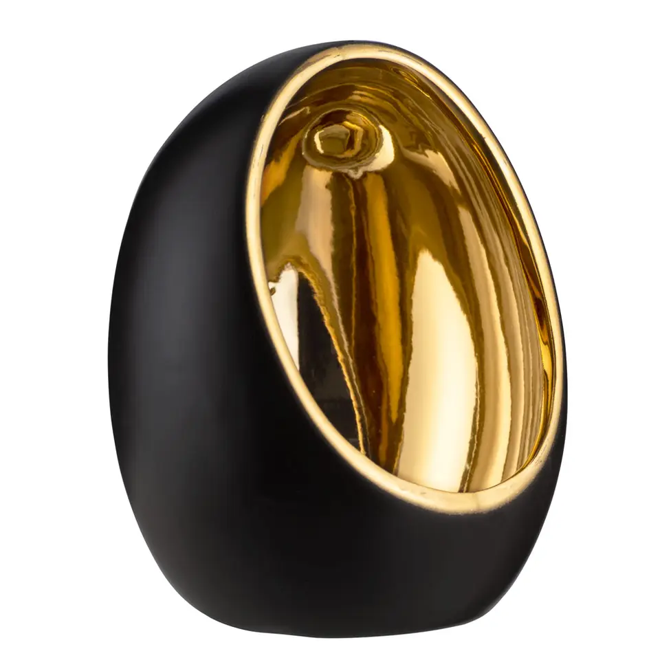Waxinelichthouder Brygge - Matzwart/Goud - 12,5xØ9,5 cm
