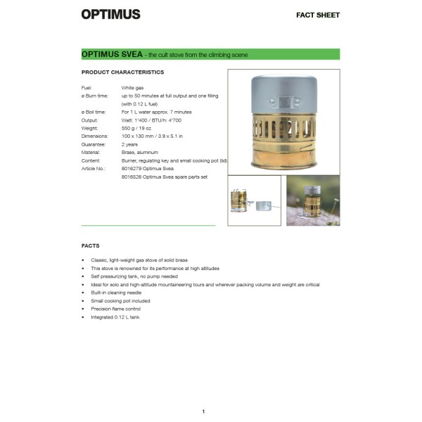 Optimus - Svea - Réchaud à essence