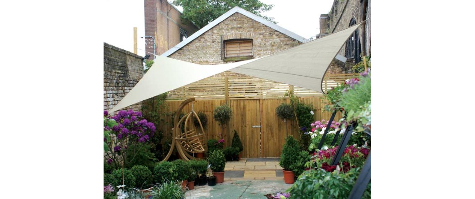 Sonnensegel 360 cm, ViereckDreieck, 3.6 x 3.6 m, creme